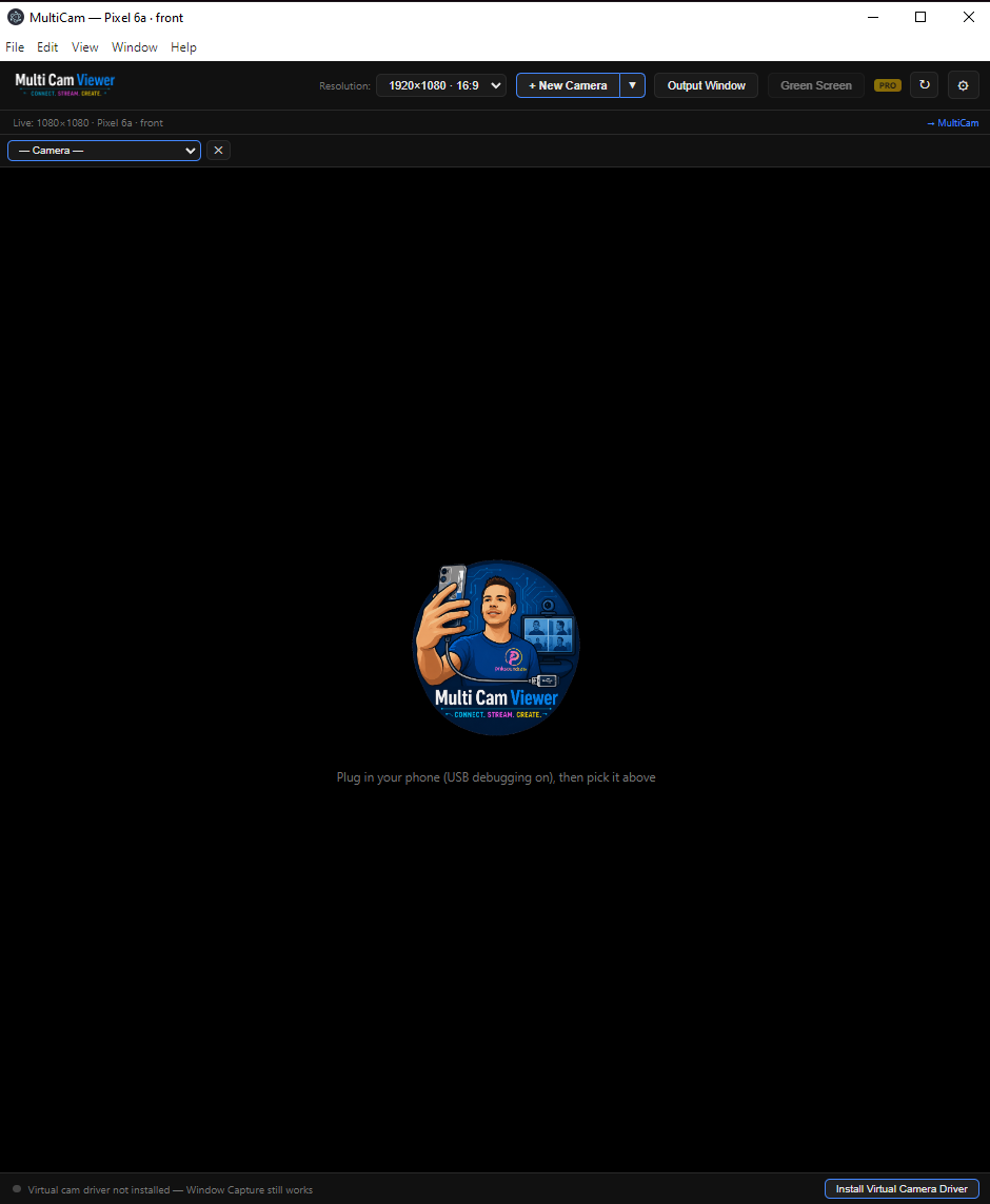 MultiCam Viewer showing multiple USB webcam feeds in a grid layout